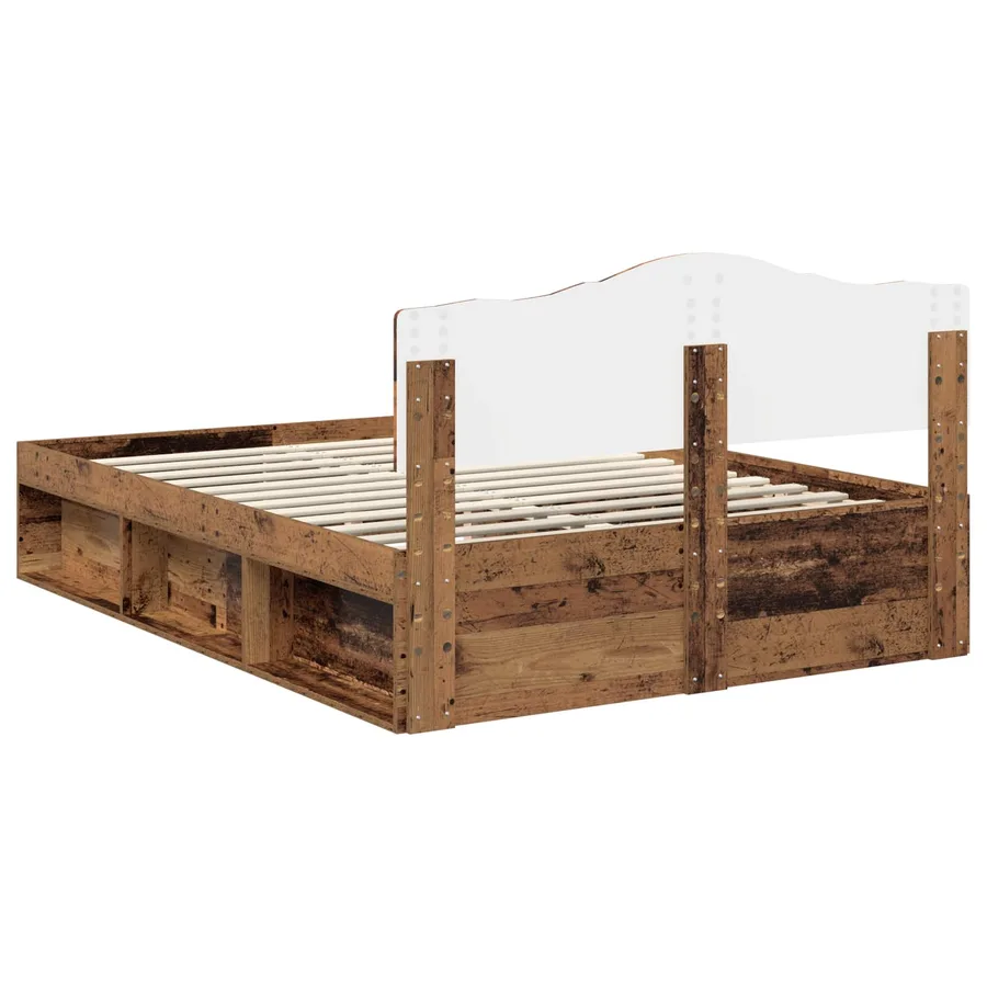 Cadre de lit Bois ancien 150 x 200 cm Bois de pin massif - 9