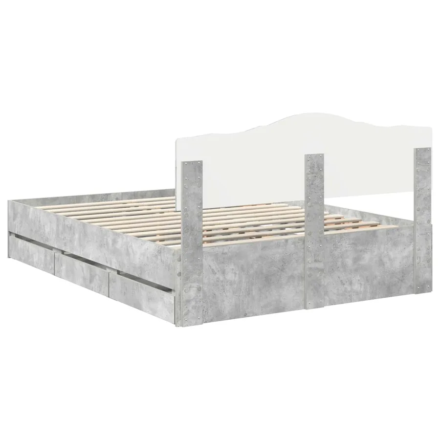 Cadre de lit Gris béton 150 x 200 cm Bois Ingénierie - 8