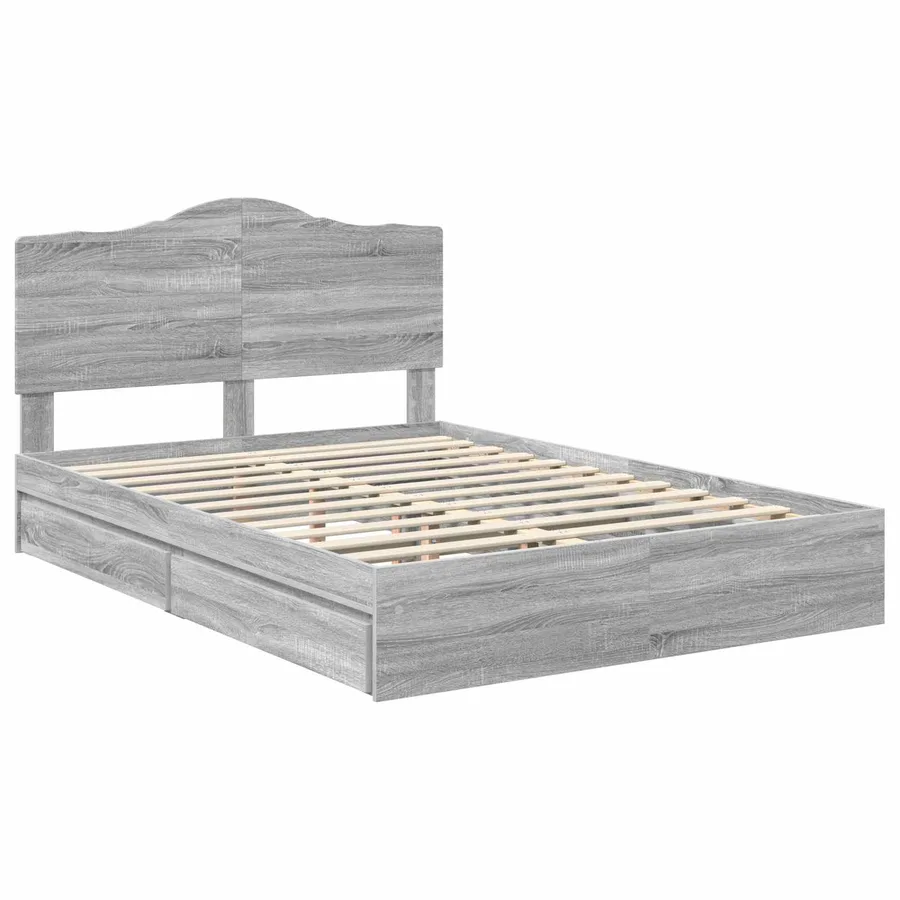 Lit de Rangement Gris Sonoma 140 x 200 cm Bois d'ingénierie - 4
