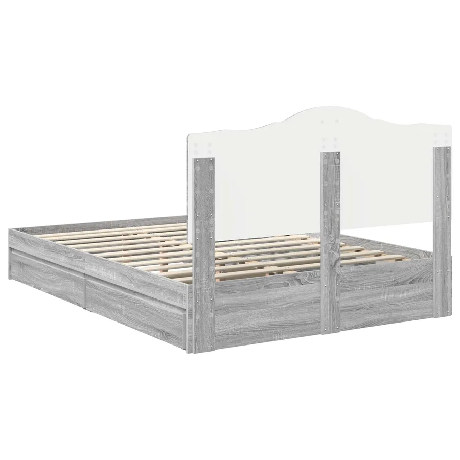Lit de Rangement Gris Sonoma 140 x 200 cm Bois d'ingénierie - 8