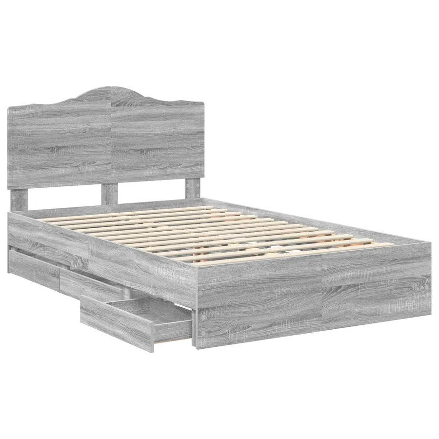 Cadre de lit Gris Sonoma 120 x 190 cm Bois Ingénierie - 5