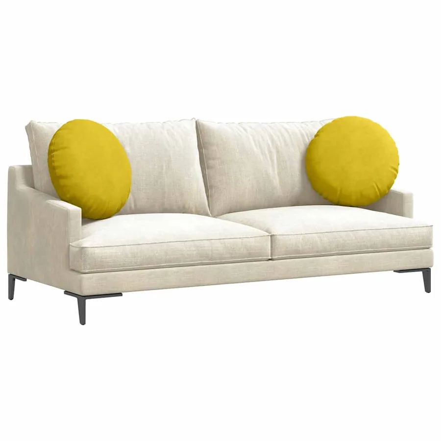 Coussins de siège 2 pcs Jaune Ø50 x 19 cm Velours - 3