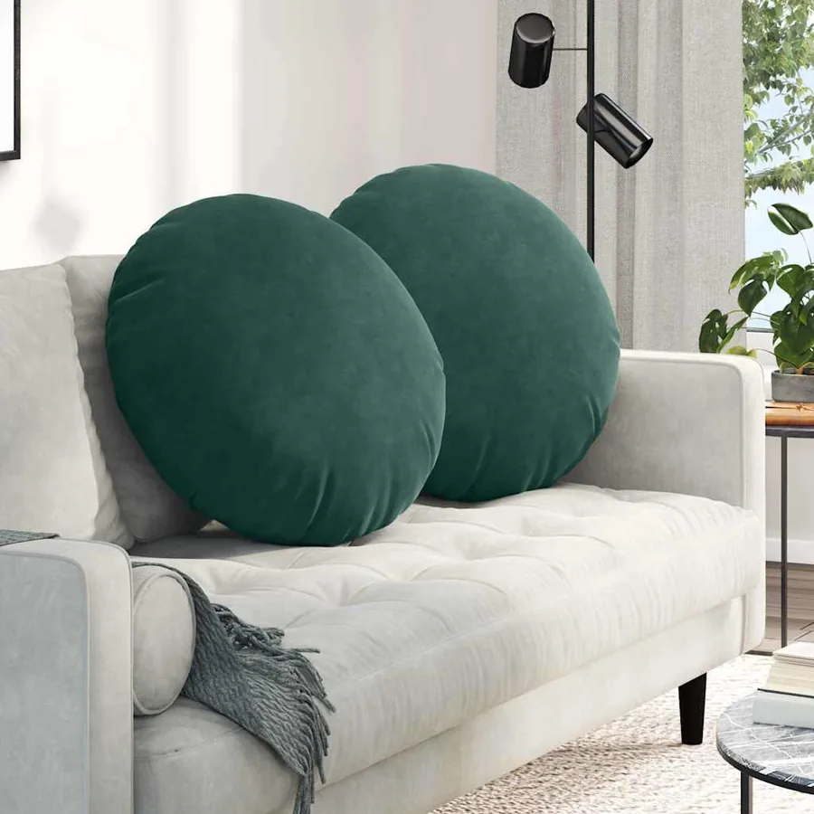 Coussins de siège 2 pcs Vert foncé Ø60 x 21 cm Velours