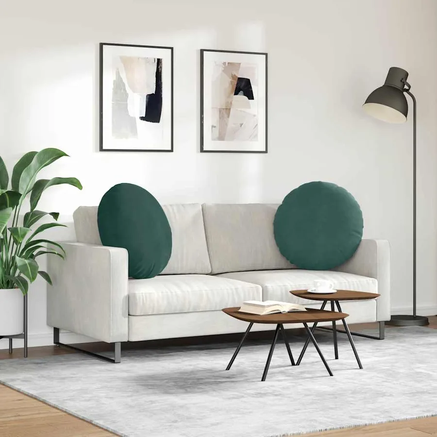 Coussins de siège 2 pcs Vert foncé Ø60 x 21 cm Velours - 4