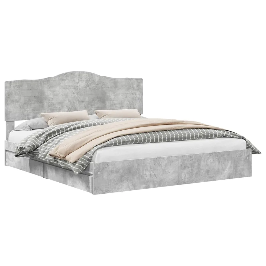 Lit de Rangement Gris béton 200 x 200 cm Bois d'ingénierie - 2