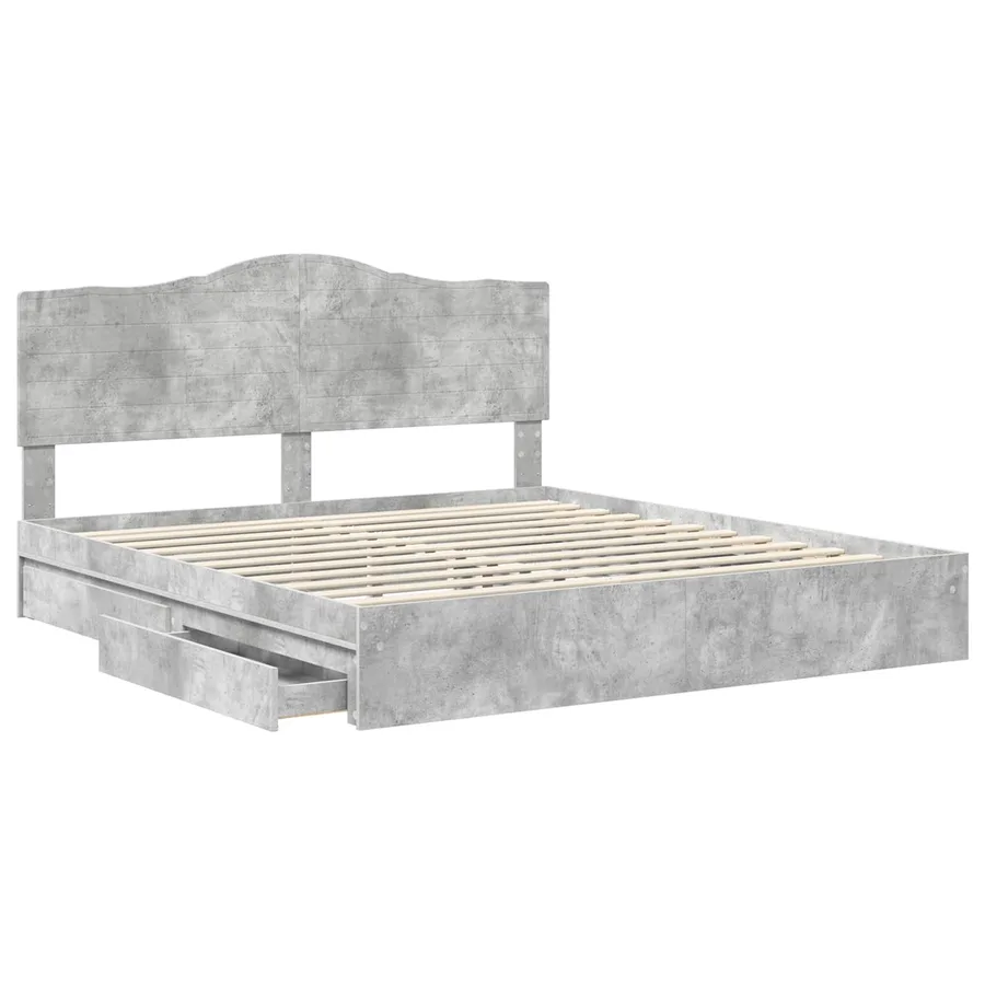 Lit de Rangement Gris béton 200 x 200 cm Bois d'ingénierie - 5
