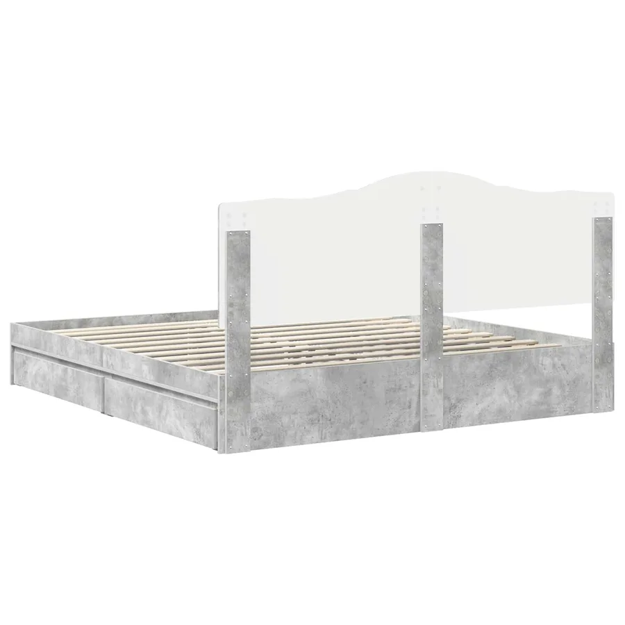 Lit de Rangement Gris béton 200 x 200 cm Bois d'ingénierie - 8