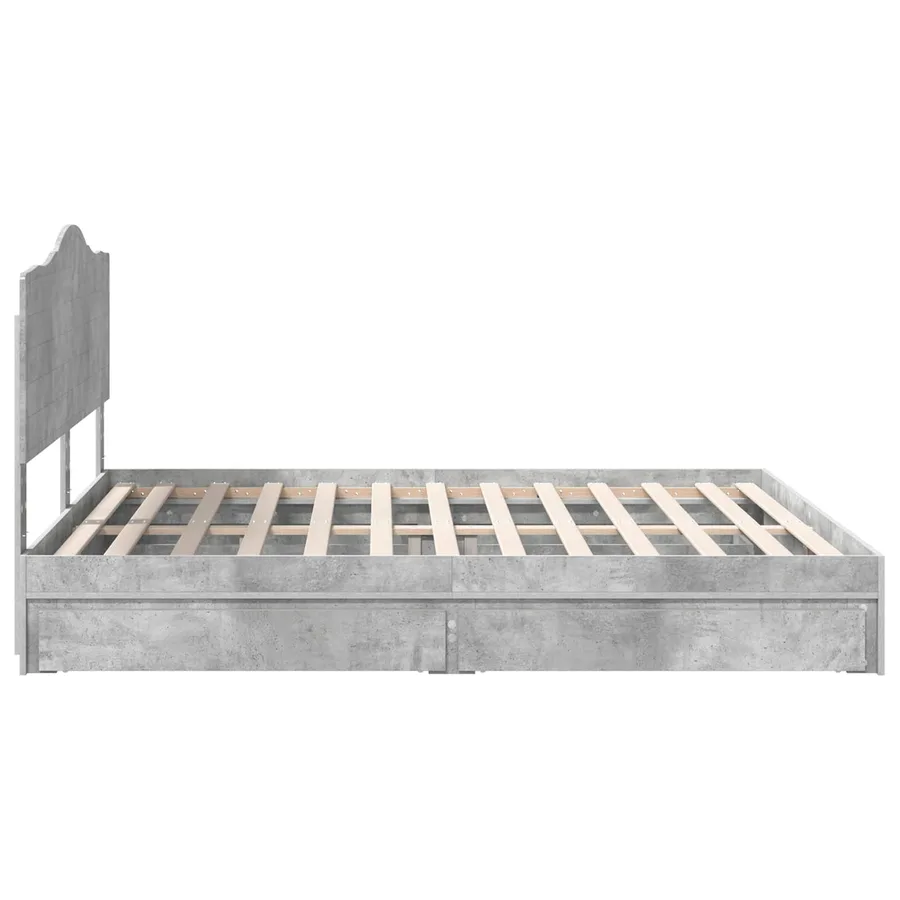 Lit de Rangement Gris béton 200 x 200 cm Bois d'ingénierie - 9