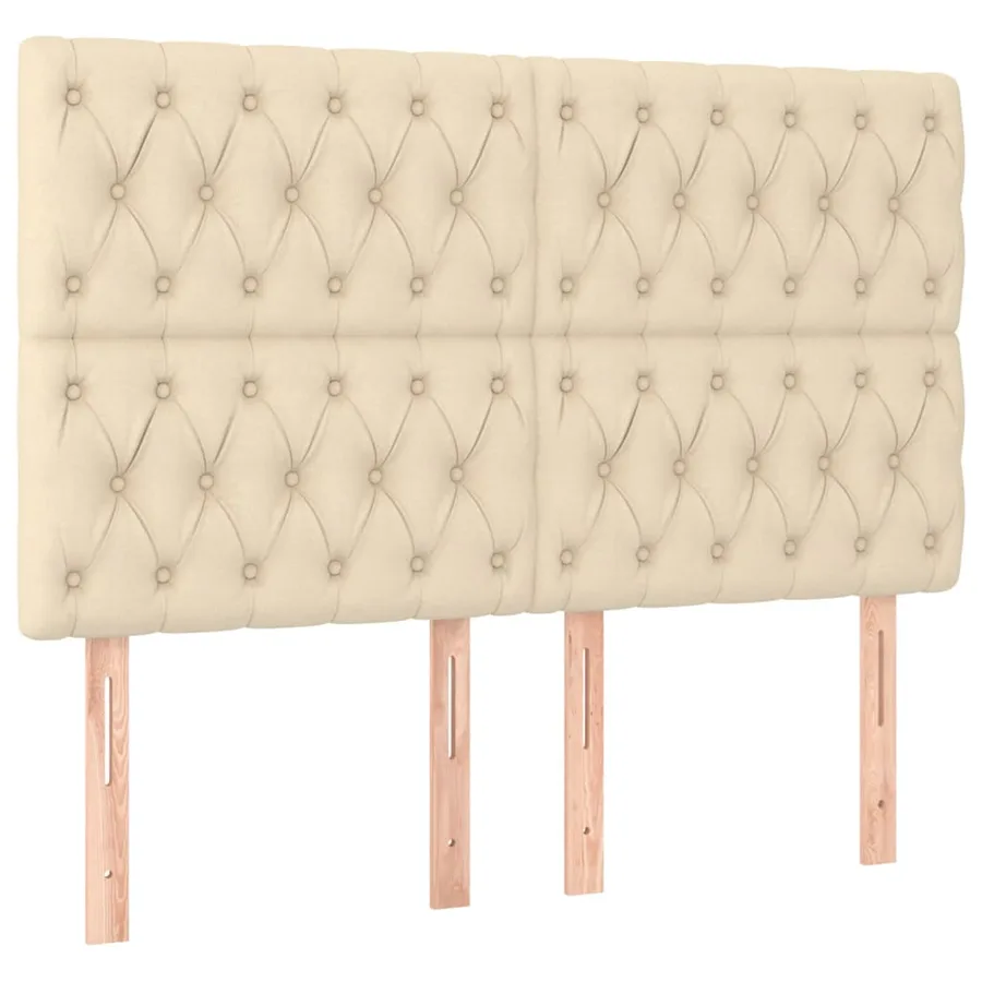 Cadre de lit sans matelas crème 140x200 cm tissu - 9