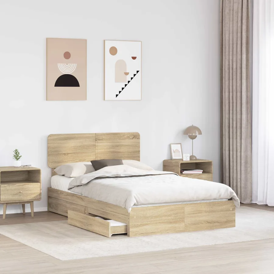 Lit de Rangement Chêne Sonoma 120 x 200 cm Bois d'ingénierie - 3