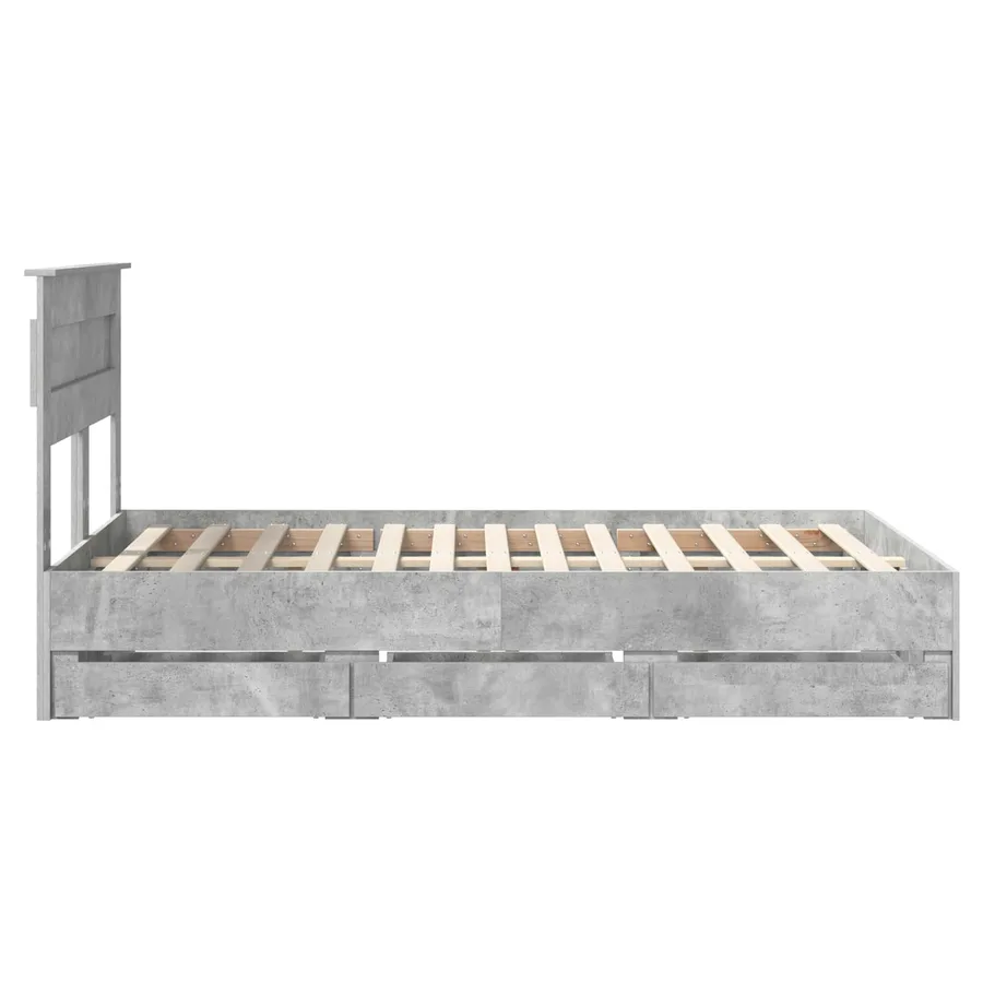 Cadre de lit Gris béton 135 x 190 cm Bois Ingénierie - 9