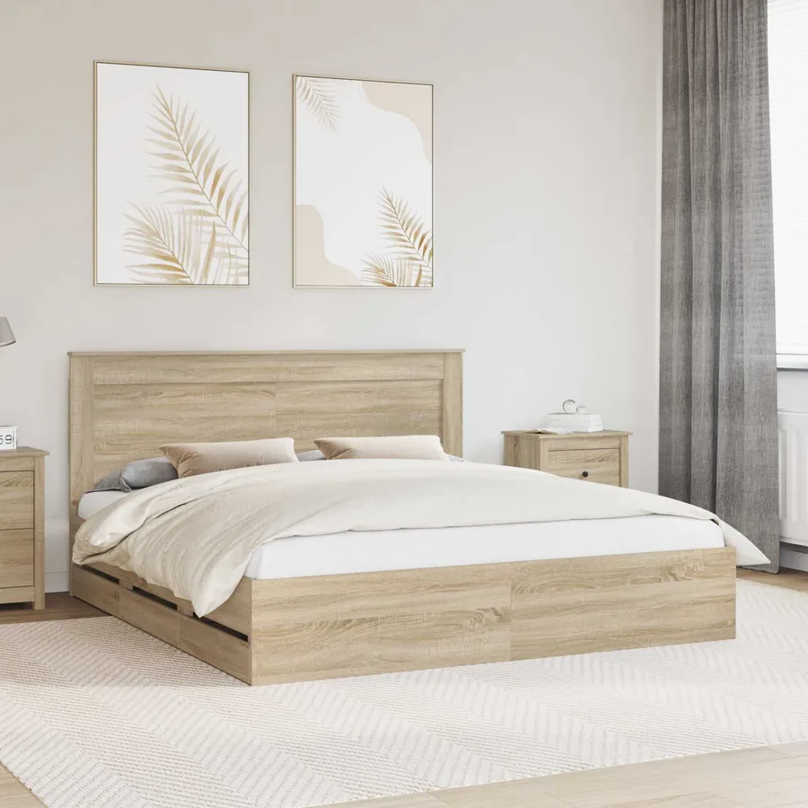 Cadre de lit Chêne Sonoma 200 x 200 cm Bois Ingénierie