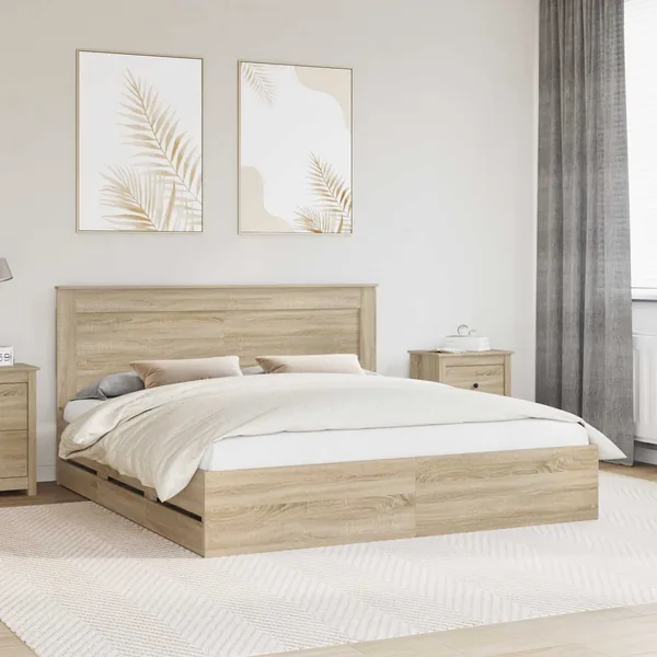 Cadre de lit Chêne Sonoma 200 x 200 cm Bois Ingénierie