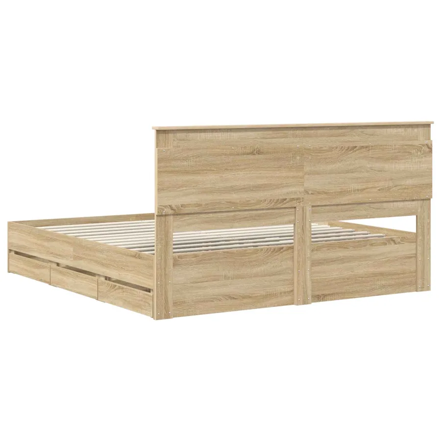 Cadre de lit Chêne Sonoma 200 x 200 cm Bois Ingénierie - 10