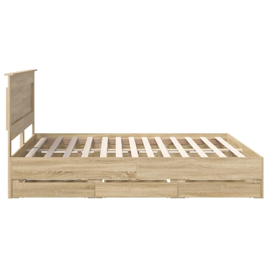 Cadre de lit Chêne Sonoma 200 x 200 cm Bois Ingénierie - 9