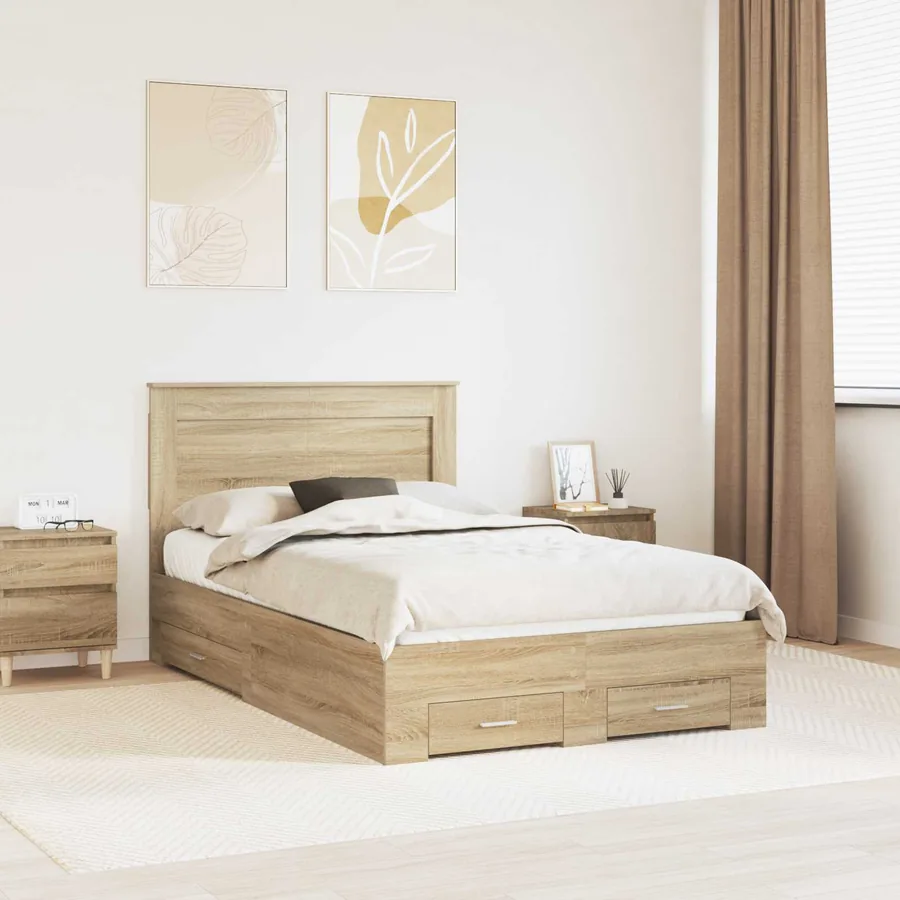 Cadre de lit Chêne Sonoma 120 x 200 cm Bois d'ingénierie
