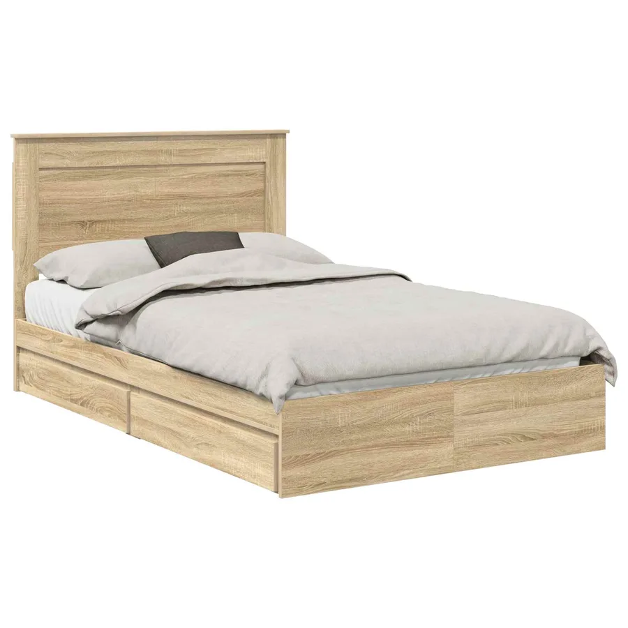 Lit de Rangement Chêne Sonoma 120 x 200 cm Bois d'ingénierie - 2