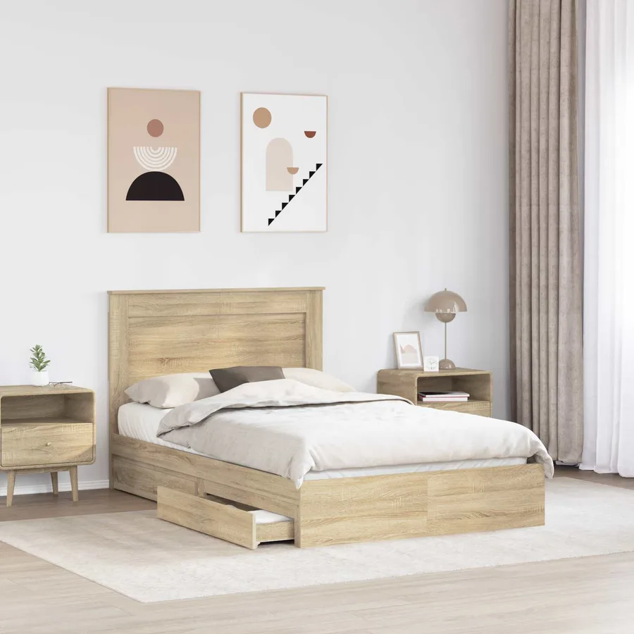 Lit de Rangement Chêne Sonoma 120 x 200 cm Bois d'ingénierie - 3