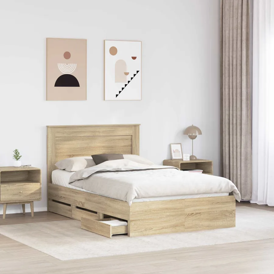 Cadre de lit Chêne Sonoma 120 x 200 cm Bois Ingénierie - 3