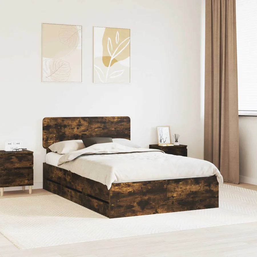 Cadre de lit Chêne Fumé 120 x 190 cm Bois d’ingénierie