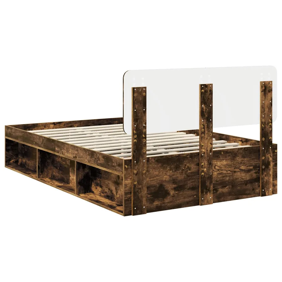 Cadre de lit Chêne fumé 120 x 190 cm Pin massif - 9