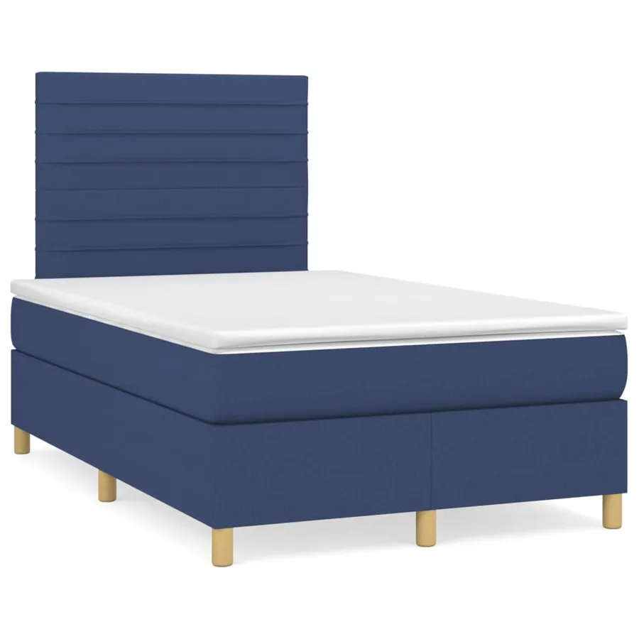 Sommier à lattes de lit avec matelas Bleu 120x200 cm Tissu - 2