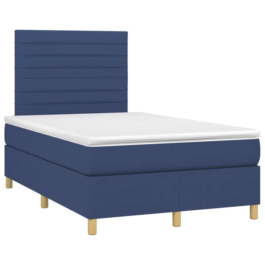 Sommier à lattes de lit avec matelas Bleu 120x200 cm Tissu - 3