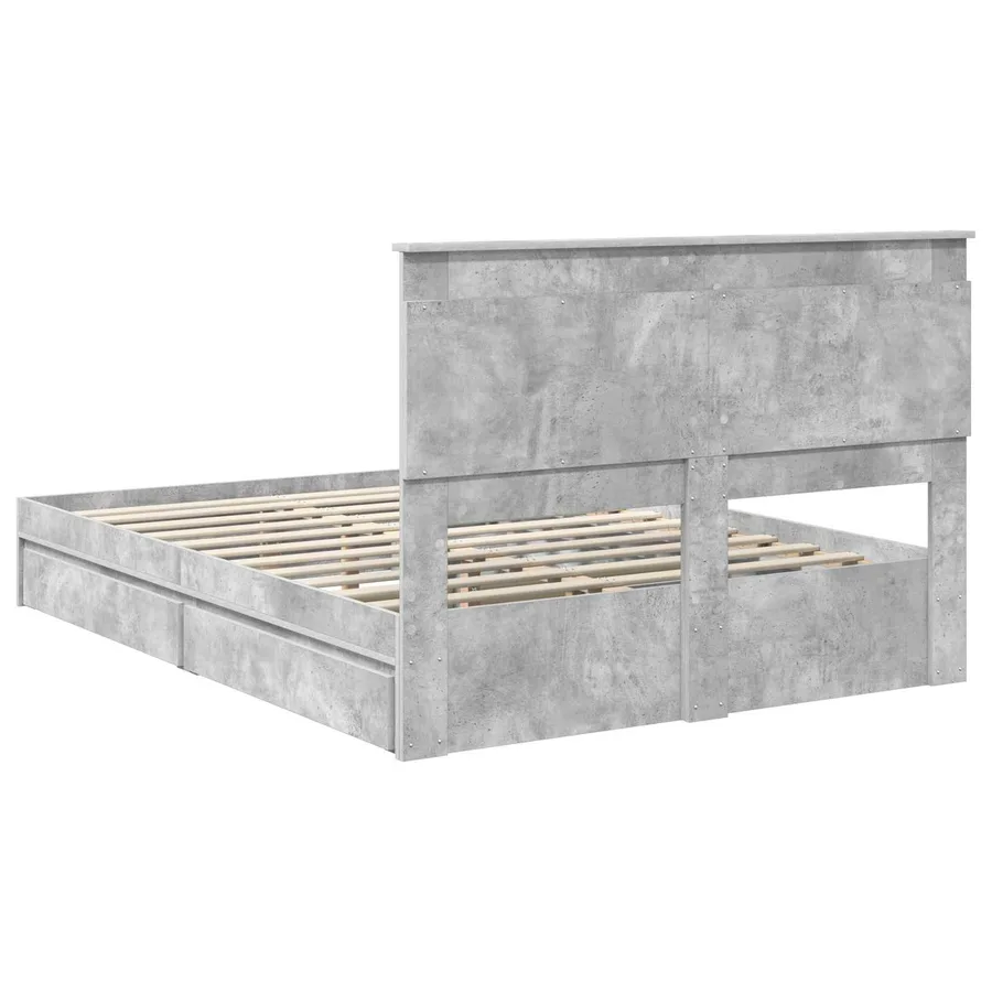 Lit de Rangement Gris béton 150 x 200 cm Bois d'ingénierie - 10