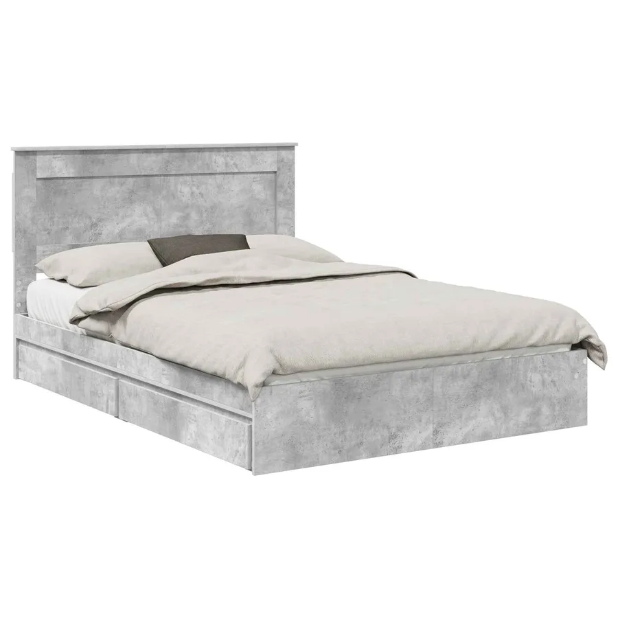 Lit de Rangement Gris béton 150 x 200 cm Bois d'ingénierie - 2