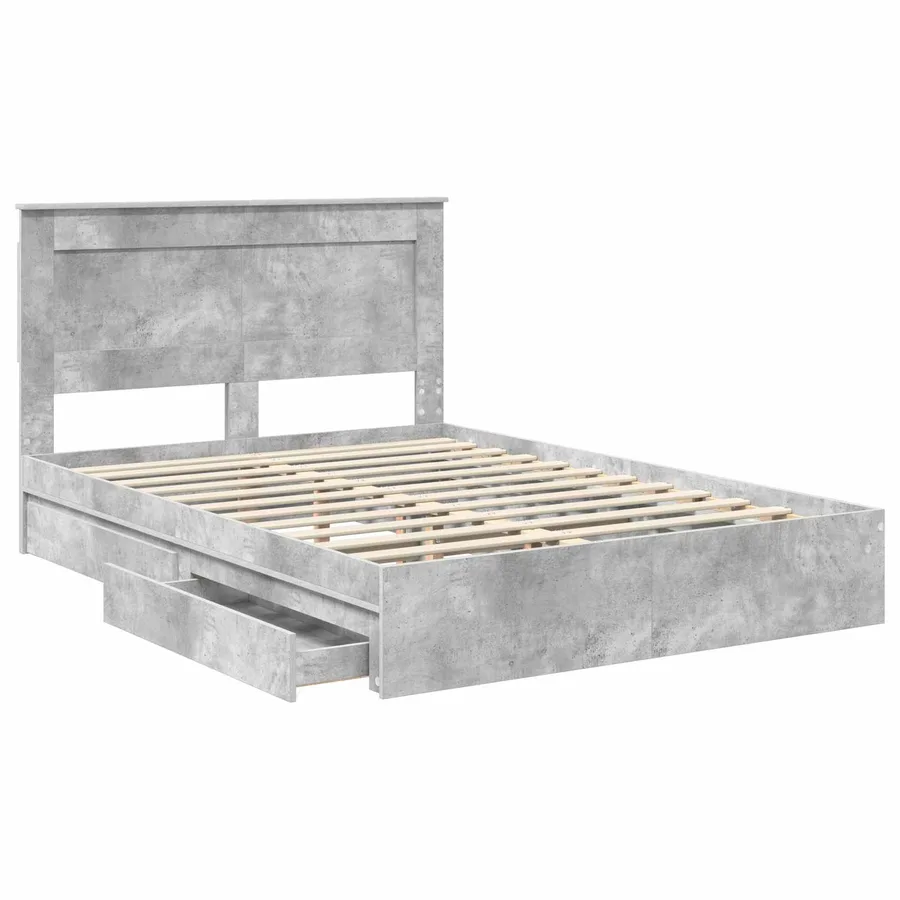 Lit de Rangement Gris béton 150 x 200 cm Bois d'ingénierie - 5