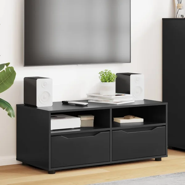 Meuble TV avec tiroir Noir 100 x 48 x 43 cm Bois d'ingénierie