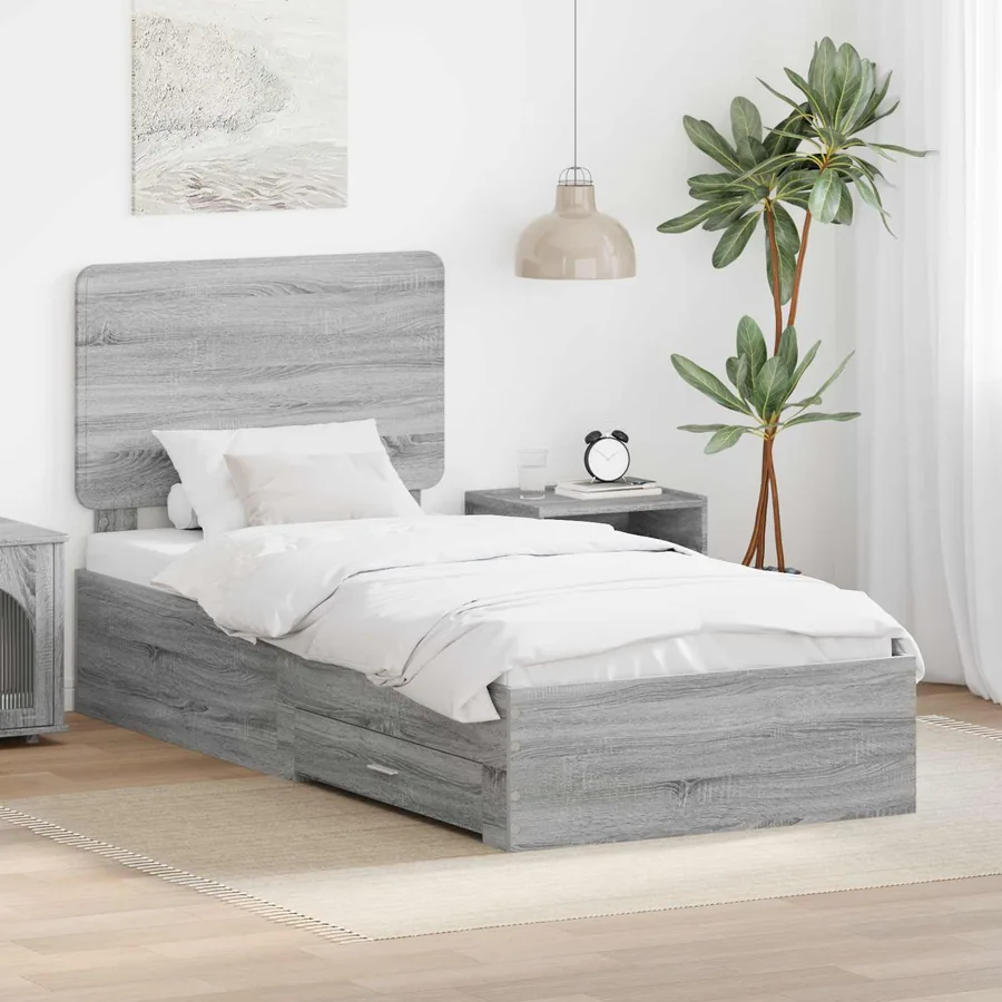 Cadre de lit Gris Sonoma 100 x 200 cm Bois d'ingénierie