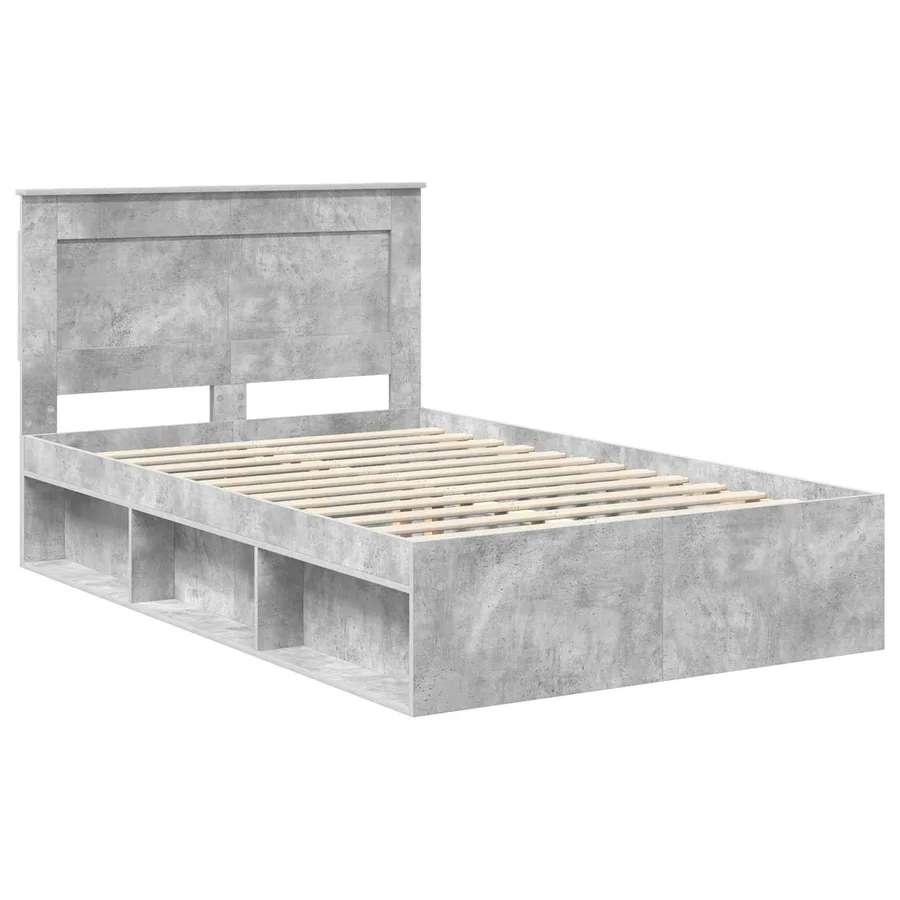 Cadre de lit avec tête de lit Béton 120 x 190 cm Pin massif - 4