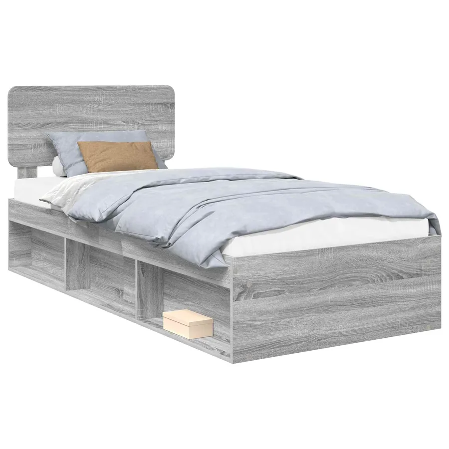 Cadre de lit Gris Sonoma 90 x 190 cm Pin massif - 2