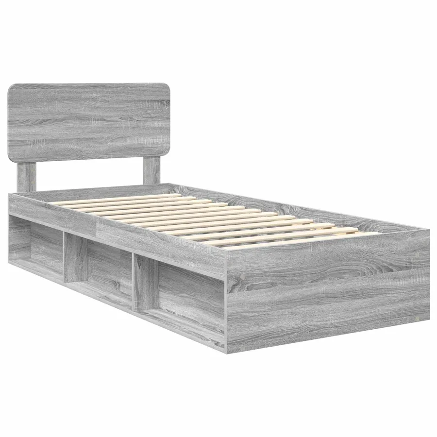 Cadre de lit Gris Sonoma 90 x 190 cm Pin massif - 4