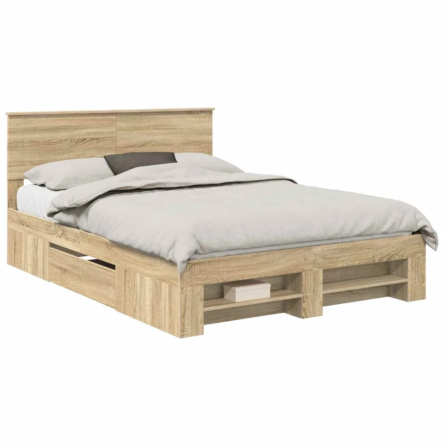 Cadre de lit Chêne Sonoma 160 x 200 cm Bois d'ingénierie - 2