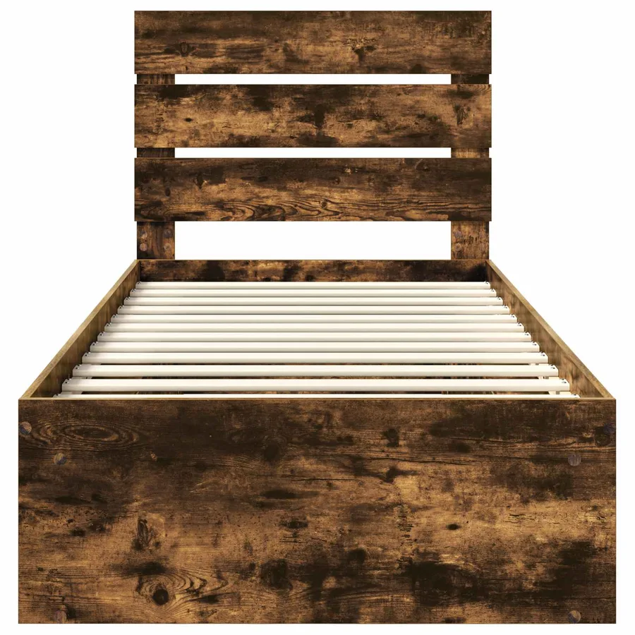Cadre de lit Chêne fumé 75 x 190 cm Bois de pin massif - 7
