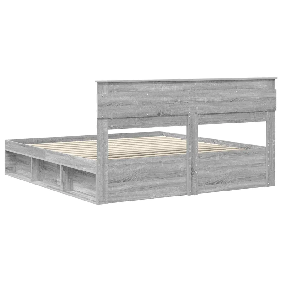 Cadre de lit Gris Sonoma 200 x 200 cm Bois de pin massif - 9
