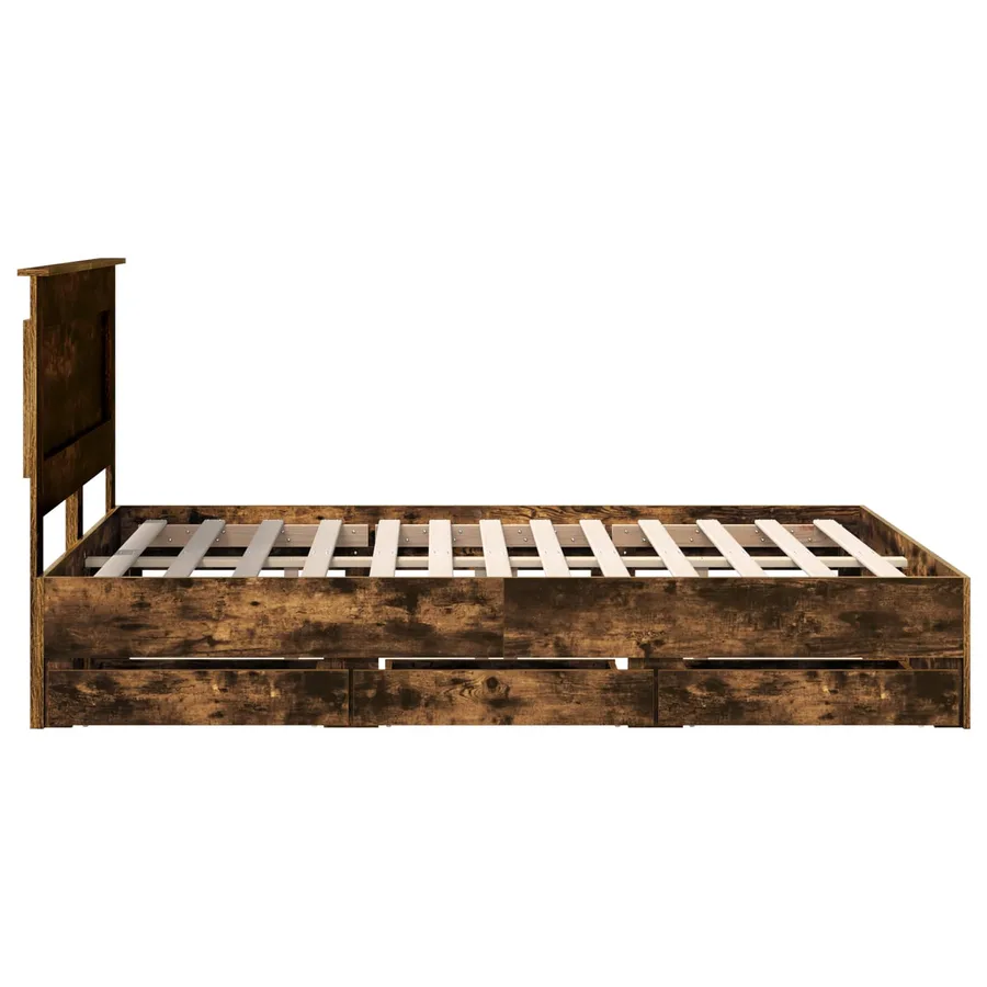 Cadre de lit Chêne fumé 150 x 200 cm Bois Ingénierie - 9