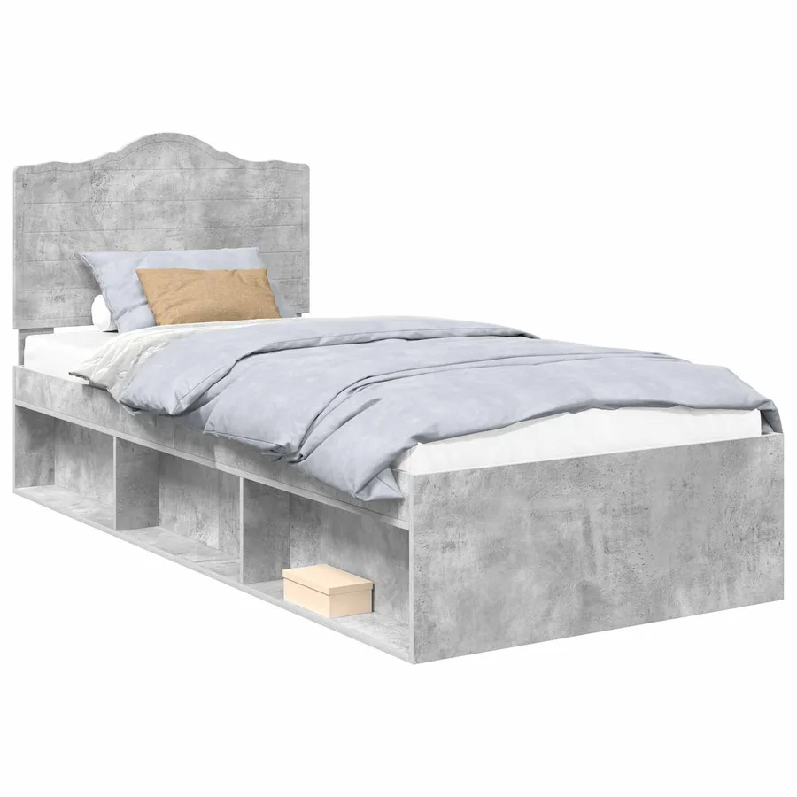 Cadre de lit Gris Béton 100 x 200 cm Pin massif - 2