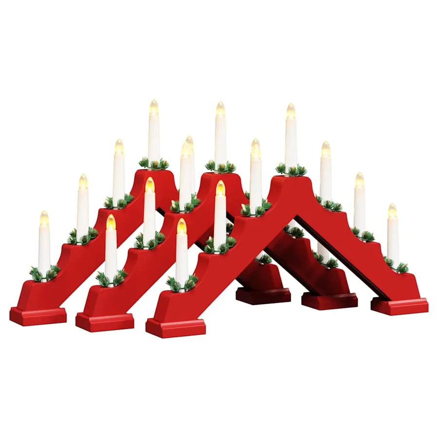 Pont de bougie de Noël 3 pcs Rouge 39.5 x 5 x 29 cm Pin massif - 2