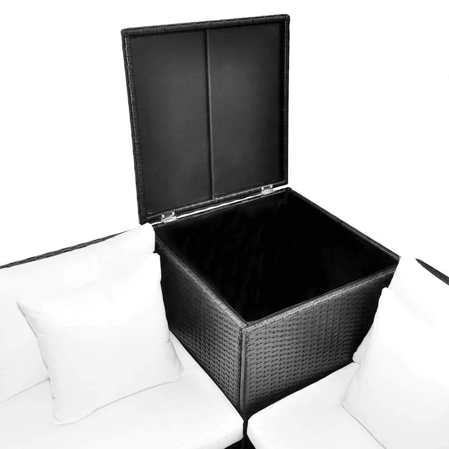 Salon de jardin 4 pcs avec coussins Résine tressée Noir - 4