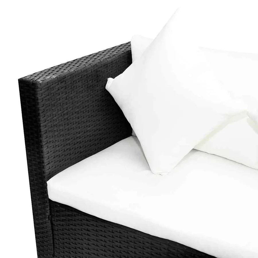 Salon de jardin 4 pcs avec coussins Résine tressée Noir - 5
