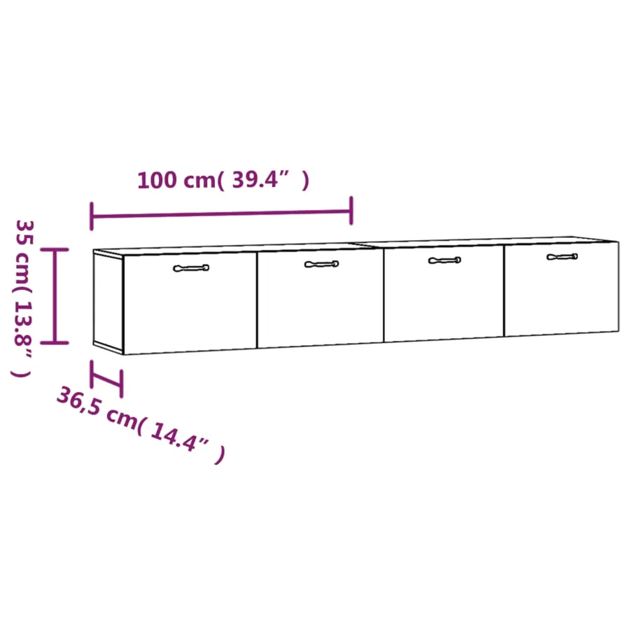 Armoires murales 2 pcs Blanc 100x36,5x35 cm Bois d'ingénierie - 8