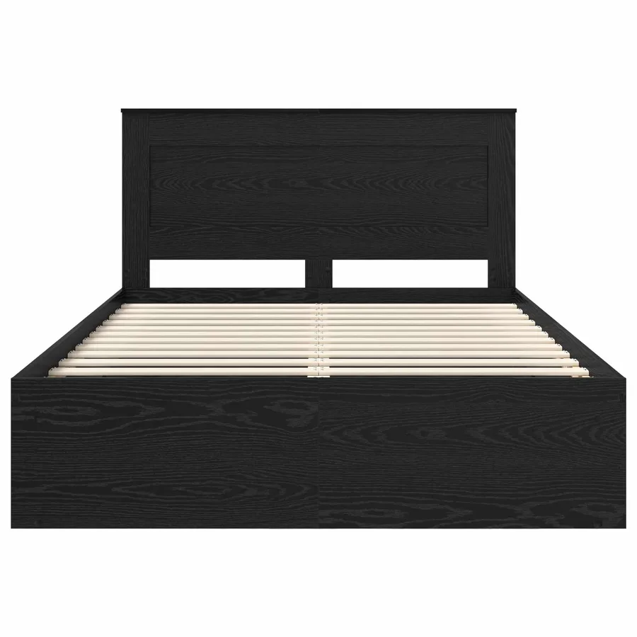 Cadre de lit avec tête de lit Noir 140 x 190 cm Pin massif - 7