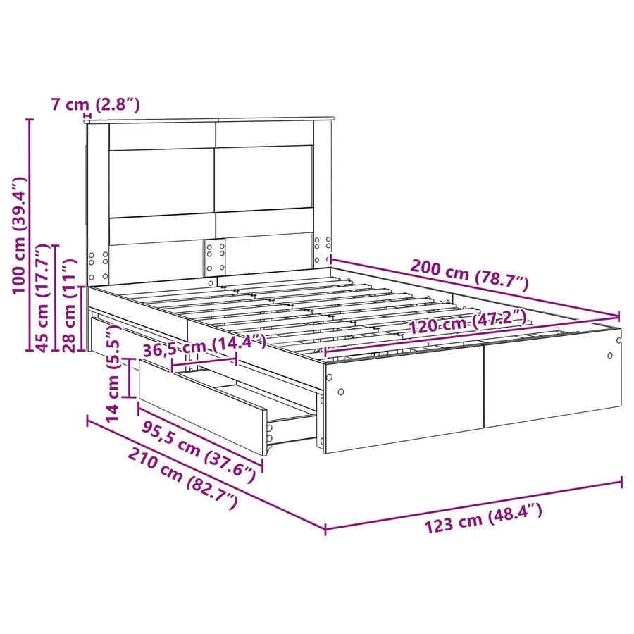 Lit de Rangement Chêne fumé 120 x 200 cm Bois d'ingénierie - 14