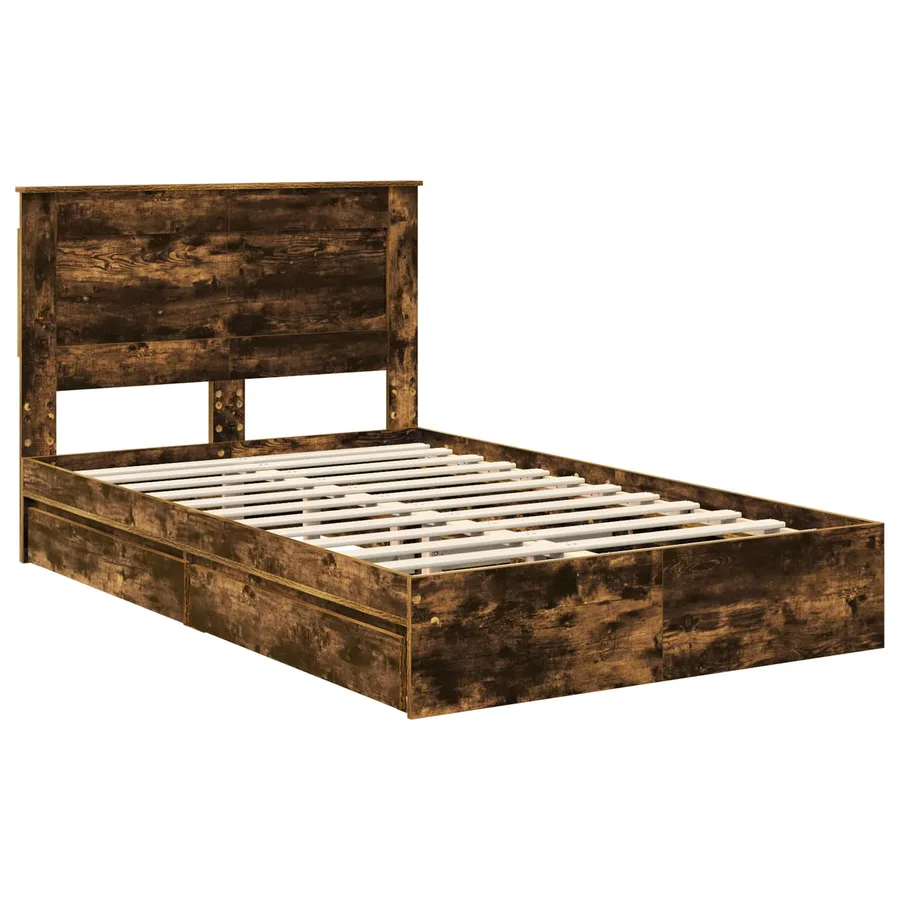 Lit de Rangement Chêne fumé 120 x 200 cm Bois d'ingénierie - 4