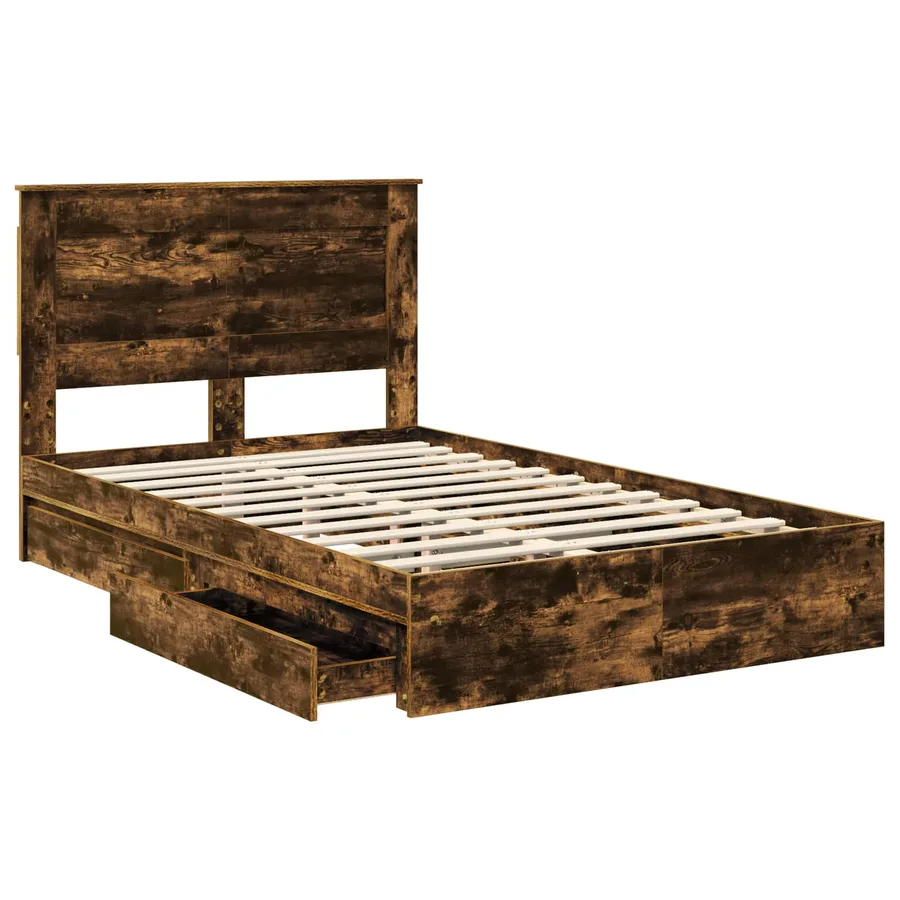 Lit de Rangement Chêne fumé 120 x 200 cm Bois d'ingénierie - 5
