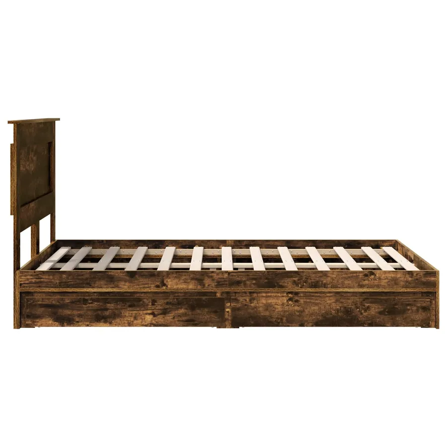 Lit de Rangement Chêne fumé 120 x 200 cm Bois d'ingénierie - 9