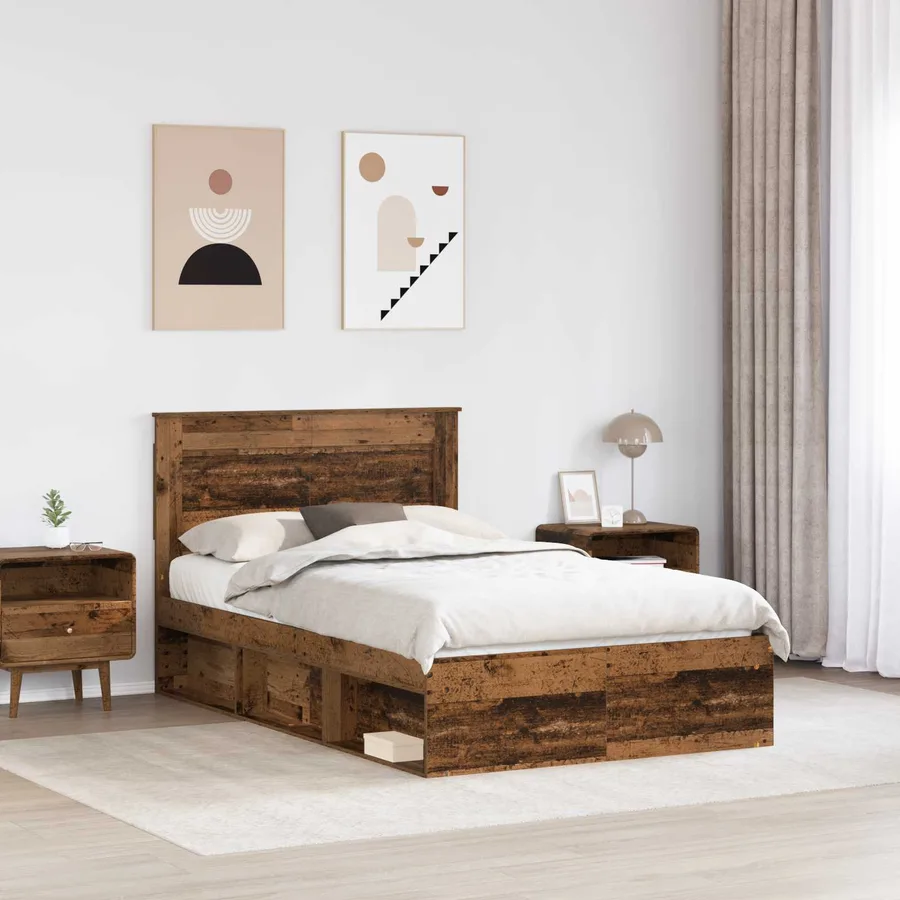 Cadre de lit Bois ancien 120 x 200 cm Pin massif - 3